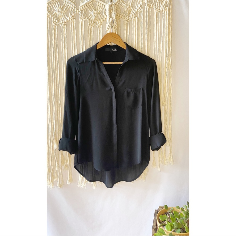 RO & DE | SEMI SHEER BLACK BLOUSE